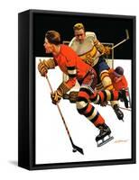 "Ice Hockey Match,"January 18, 1936-Maurice Bower-Framed Stretched Canvas