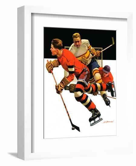 "Ice Hockey Match,"January 18, 1936-Maurice Bower-Framed Giclee Print