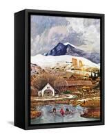 "Ice Hockey on Mountain Pond", December 13, 1958-John Clymer-Framed Stretched Canvas