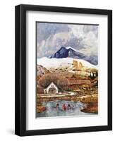 "Ice Hockey on Mountain Pond", December 13, 1958-John Clymer-Framed Giclee Print