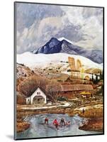 "Ice Hockey on Mountain Pond", December 13, 1958-John Clymer-Mounted Giclee Print