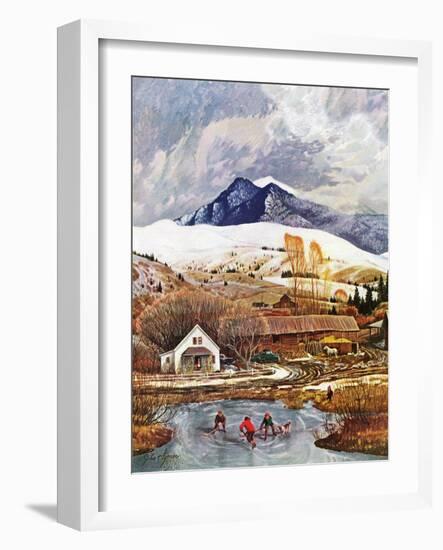 "Ice Hockey on Mountain Pond", December 13, 1958-John Clymer-Framed Premium Giclee Print