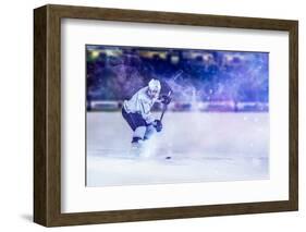 Ice Hockey Player in Action Kicking with Stick-dotshock-Framed Photographic Print