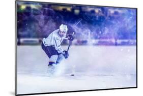 Ice Hockey Player in Action Kicking with Stick-dotshock-Mounted Photographic Print