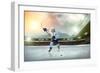 Ice Hockey Player on the Ice. Open Stadium - Winter Classic Game.-Andrey Yurlov-Framed Photographic Print