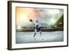 Ice Hockey Player on the Ice. Open Stadium - Winter Classic Game.-Andrey Yurlov-Framed Photographic Print