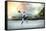 Ice Hockey Player on the Ice. Open Stadium - Winter Classic Game.-Andrey Yurlov-Framed Stretched Canvas