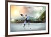 Ice Hockey Player on the Ice. Open Stadium - Winter Classic Game.-Andrey Yurlov-Framed Photographic Print