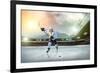 Ice Hockey Player on the Ice. Open Stadium - Winter Classic Game.-Andrey Yurlov-Framed Photographic Print