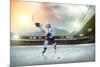 Ice Hockey Player on the Ice. Open Stadium - Winter Classic Game.-Andrey Yurlov-Mounted Photographic Print