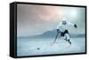 Ice Hockey Player on the Ice, Outdoor.-Andrey Yurlov-Framed Stretched Canvas
