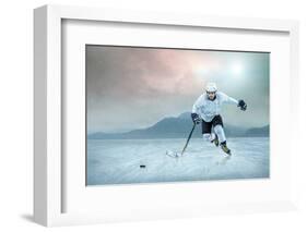 Ice Hockey Player on the Ice, Outdoor.-Andrey Yurlov-Framed Photographic Print