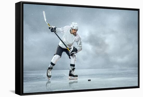 Ice Hockey Player on the Ice-yuran-78-Framed Stretched Canvas