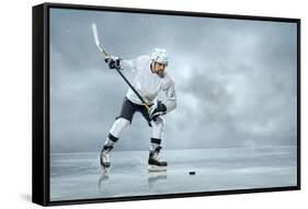 Ice Hockey Player on the Ice-yuran-78-Framed Stretched Canvas