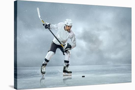 Ice Hockey Player on the Ice-yuran-78-Stretched Canvas