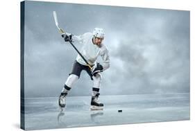 Ice Hockey Player on the Ice-yuran-78-Stretched Canvas