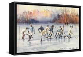 Ice Hockey, Sun Valley, Idaho-null-Framed Stretched Canvas