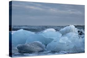 Ice, Icebergs, Black Lava Beach, Glacier Lagoon, Jškulsarlon, South Iceland-Julia Wellner-Stretched Canvas