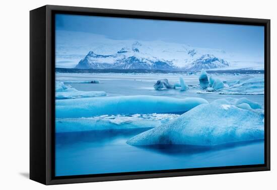 Ice in the glacial lagoon at Jokulsarlon, Iceland-David Noton-Framed Stretched Canvas