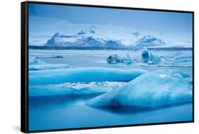 Ice in the glacial lagoon at Jokulsarlon, Iceland-David Noton-Framed Stretched Canvas