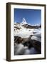 Ice on rocks frames granitic snowy peak of Stetind mountain under starry sky, Tysfjord, Norway-Roberto Moiola-Framed Photographic Print