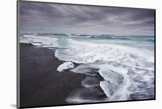 Ice on the seashore outside the Jokulsarlon lagoon, Jokulsarlon, Vatnajokull National Park-Nigel Hicks-Mounted Photographic Print