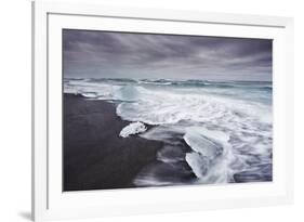 Ice on the seashore outside the Jokulsarlon lagoon, Jokulsarlon, Vatnajokull National Park-Nigel Hicks-Framed Photographic Print