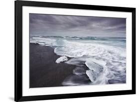 Ice on the seashore outside the Jokulsarlon lagoon, Jokulsarlon, Vatnajokull National Park-Nigel Hicks-Framed Photographic Print