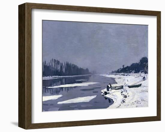 Ice on the Seine at Bougival, circa 1864-69-Claude Monet-Framed Giclee Print