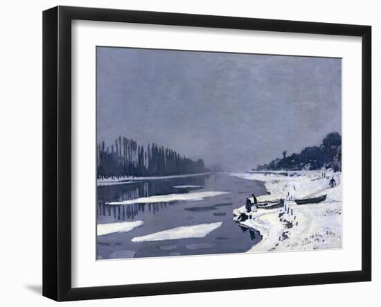 Ice on the Seine at Bougival, circa 1864-69-Claude Monet-Framed Giclee Print