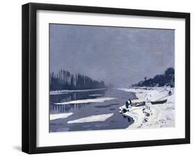 Ice on the Seine at Bougival, circa 1864-69-Claude Monet-Framed Giclee Print