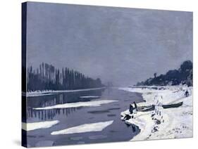 Ice on the Seine at Bougival, circa 1864-69-Claude Monet-Stretched Canvas