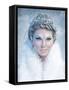 Ice Queen - Beautiful Woman in Winter Professional Makeup with White Fur-luckybusiness-Framed Stretched Canvas
