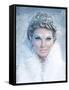 Ice Queen - Beautiful Woman in Winter Professional Makeup with White Fur-luckybusiness-Framed Stretched Canvas