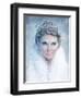 Ice Queen - Beautiful Woman in Winter Professional Makeup with White Fur-luckybusiness-Framed Photographic Print