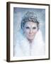 Ice Queen - Beautiful Woman in Winter Professional Makeup with White Fur-luckybusiness-Framed Photographic Print