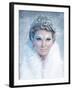 Ice Queen - Beautiful Woman in Winter Professional Makeup with White Fur-luckybusiness-Framed Photographic Print