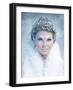Ice Queen - Beautiful Woman in Winter Professional Makeup with White Fur-luckybusiness-Framed Photographic Print