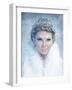 Ice Queen - Beautiful Woman in Winter Professional Makeup with White Fur-luckybusiness-Framed Photographic Print