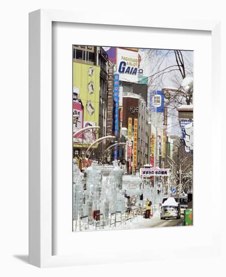 Ice Sculptures in Susukino Street, Yuki Matsuri (Snow Festival), Sapporo, Hokkaido, Japan-Tony Waltham-Framed Photographic Print