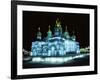 Ice Sculptures in Taiyangdao Park at Night, Bingdeng Jie, Heilongjiang, China-Tony Waltham-Framed Photographic Print