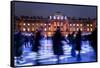 Ice Skaters at Somerset House Ice Rink London England UK-Peter Adams-Framed Stretched Canvas