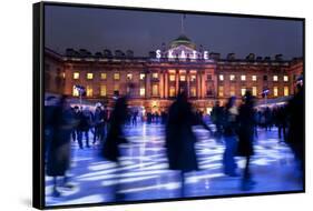 Ice Skaters at Somerset House Ice Rink London England UK-Peter Adams-Framed Stretched Canvas