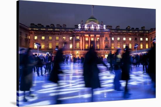 Ice Skaters at Somerset House Ice Rink London England UK-Peter Adams-Stretched Canvas