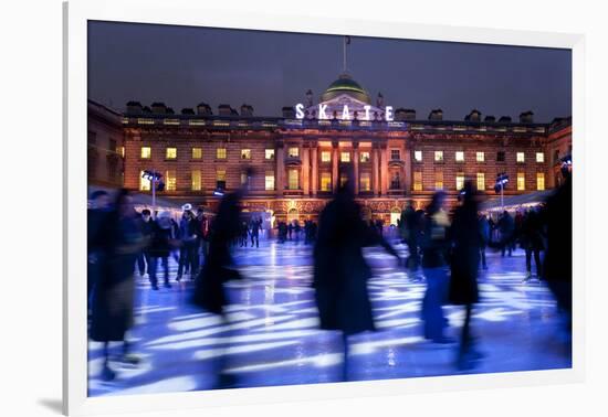 Ice Skaters at Somerset House Ice Rink London England UK-Peter Adams-Framed Photographic Print