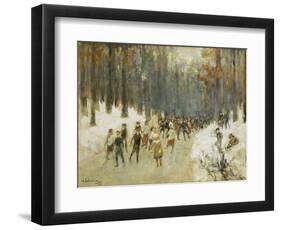 Ice Skaters on a Frozen Lake in the Berlin Zoo, 1919-Max Liebermann-Framed Premium Giclee Print