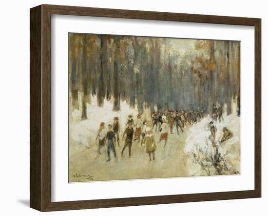 Ice Skaters on a Frozen Lake in the Berlin Zoo, 1919-Max Liebermann-Framed Giclee Print