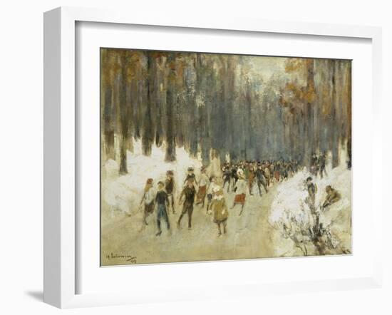 Ice Skaters on a Frozen Lake in the Berlin Zoo, 1919-Max Liebermann-Framed Giclee Print