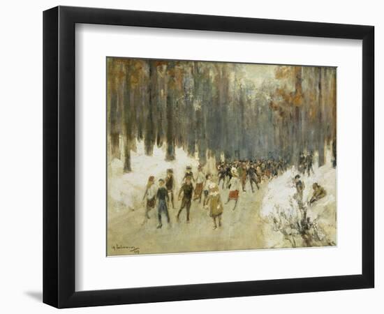 Ice Skaters on a Frozen Lake in the Berlin Zoo, 1919-Max Liebermann-Framed Giclee Print