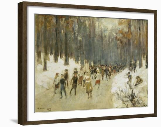 Ice Skaters on a Frozen Lake in the Berlin Zoo, 1919-Max Liebermann-Framed Giclee Print